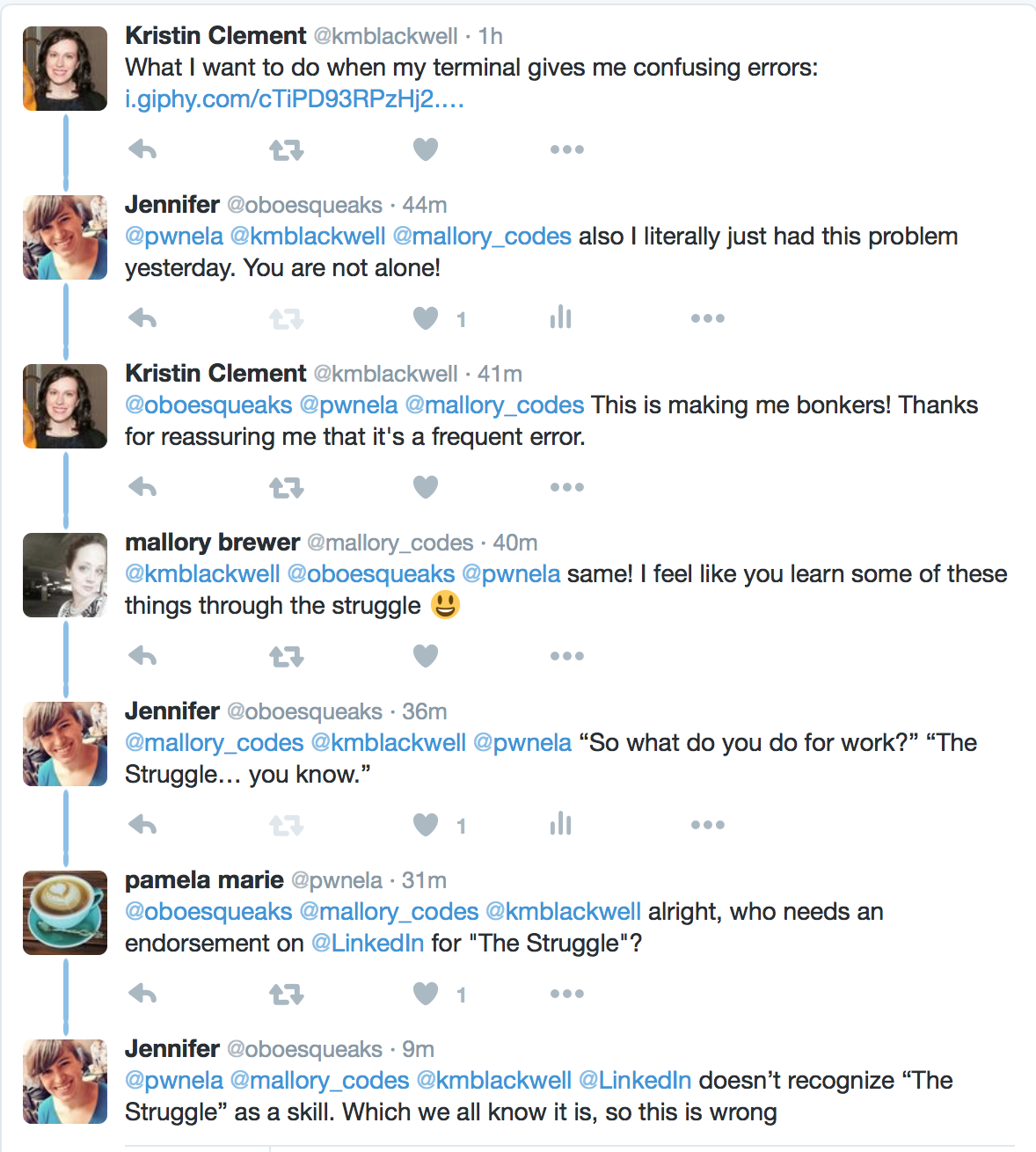 The Struggle, y’all. Also, all female programmers in this thread! 🙆💻